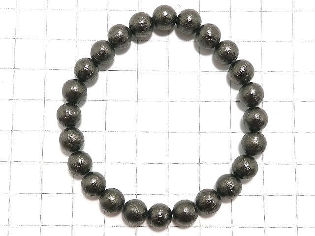 [Video][One of a kind] Meteorite Round 8mm Black Bracelet NO.5