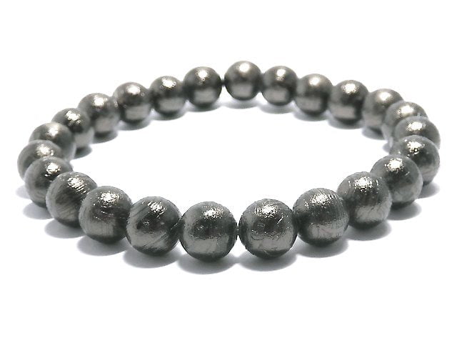 [Video][One of a kind] Meteorite Round 8mm Black Bracelet NO.6