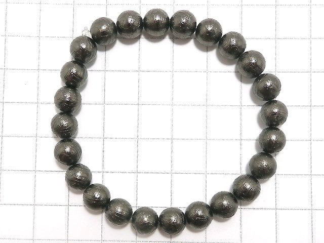 [Video][One of a kind] Meteorite Round 8mm Black Bracelet NO.7