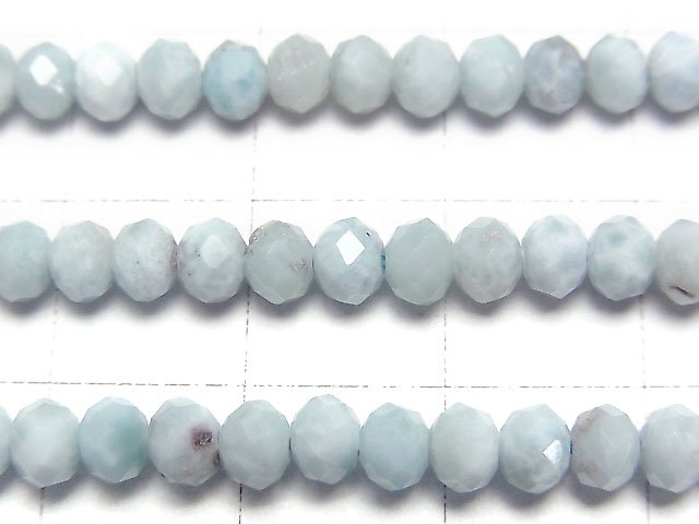 [Video]High Quality! Larimar Pectolite AA++ Faceted Button Roundel 4x4x3mm 1/4 or 1strand beads (aprx.15inch/37cm)