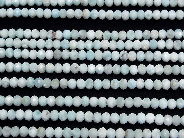 [Video]High Quality! Larimar Pectolite AA++ Faceted Button Roundel 4x4x3mm 1/4 or 1strand beads (aprx.15inch/37cm)
