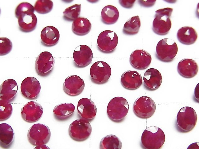 [Video]High Quality Ruby AAA Loose stone Round Faceted 4x4mm 1pc