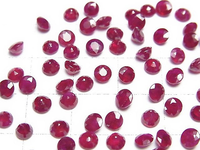 [Video]High Quality Ruby AAA Loose stone Round Faceted 4x4mm 1pc