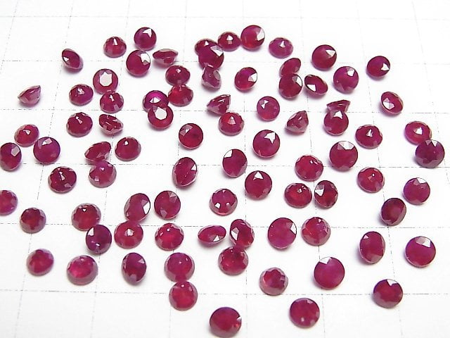 [Video]High Quality Ruby AAA Loose stone Round Faceted 4x4mm 1pc