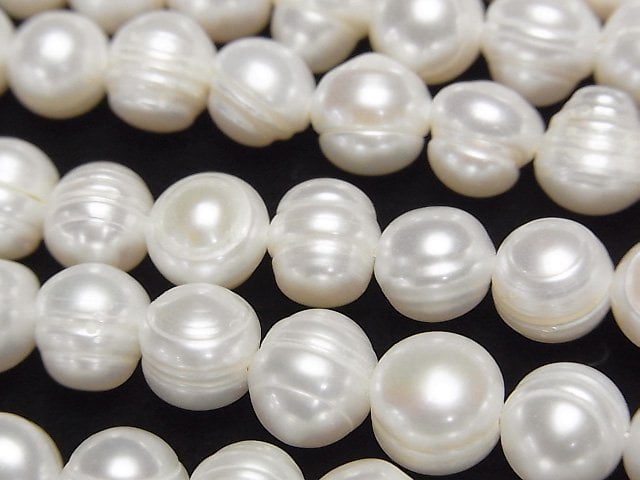 [Video] Fresh Water Pearl AA Wrinkle Potato 8-9mm White 1strand beads (aprx.13inch/33cm)