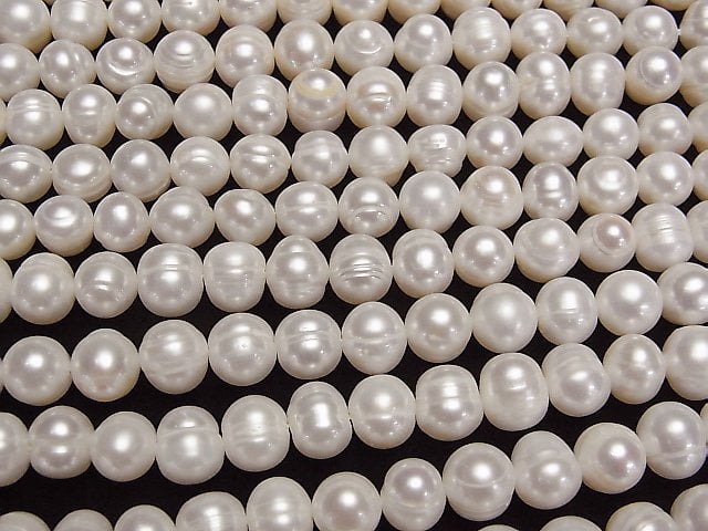 [Video]Fresh Water Pearl AA Wrinkle Potato 8-9mm White 1strand beads (aprx.14inch/34cm)