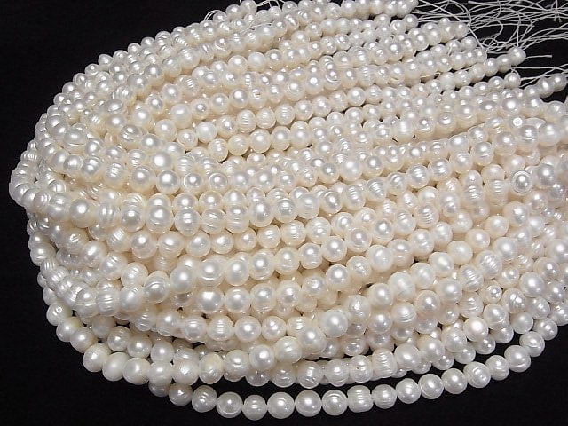 [Video] Fresh Water Pearl AA Wrinkle Potato 8-9mm White 1strand beads (aprx.13inch/33cm)