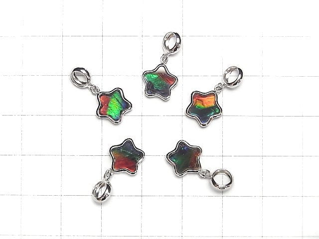 [Video] High Quality Canada Ammolite AAA Star Motif Pendant 9.5x9.5x2.5mm Silver925