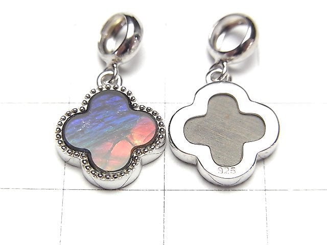 [Video] High Quality Canada Ammolite AAA Clover Pendant 11.5x11.5x2.5mm Silver925