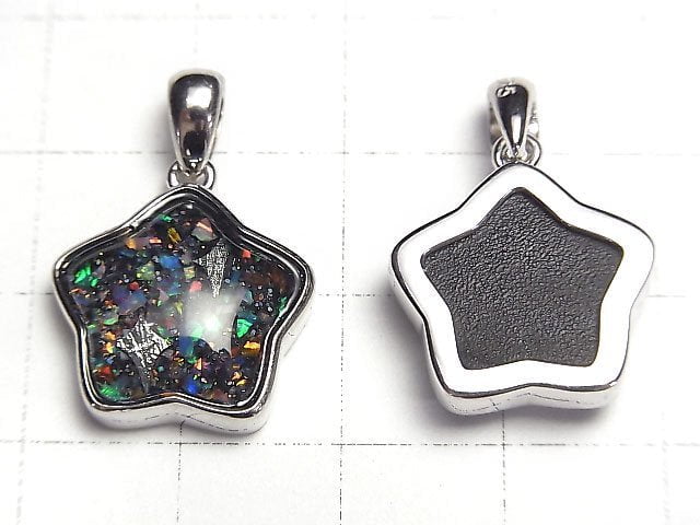 [Video]Ammolite xMeteorite Star Pendant 16x17mm Silver925