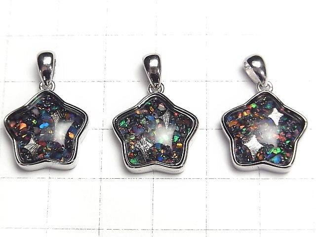 [Video]Ammolite xMeteorite Star Pendant 16x17mm Silver925