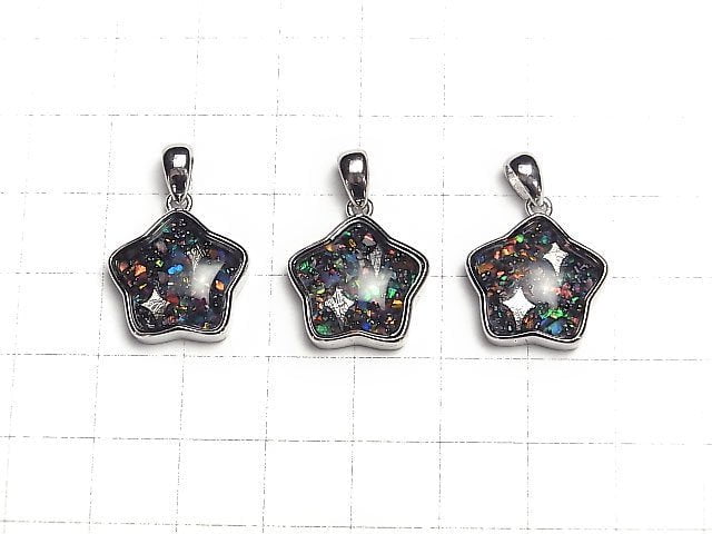 [Video]Ammolite xMeteorite Star Pendant 16x17mm Silver925