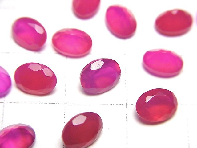 [Video]High Quality Fuchsia Pink Chalcedony AAA Loose stone Oval Faceted 7x5mm 5pcs