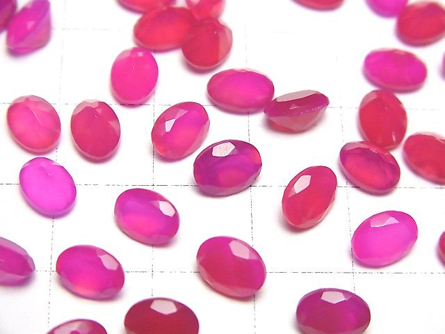 [Video]High Quality Fuchsia Pink Chalcedony AAA Loose stone Oval Faceted 7x5mm 5pcs