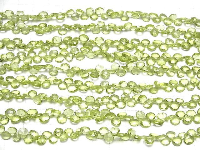 [Video]High Quality Peridot AA++ Chestnut Faceted Briolette half or 1strand beads (aprx.7inch/18cm)