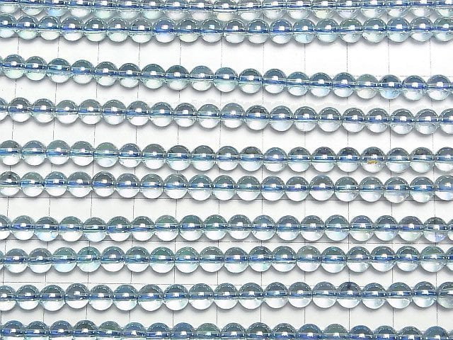 [Video] Aqua Aura Crystal Quartz Round 6mm half or 1strand beads (aprx.15inch/38cm)