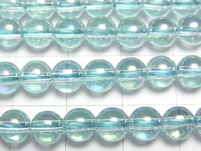 [Video] Lake Blue Flash Crystal Round 6mm half or 1strand beads (aprx.15inch/36cm)