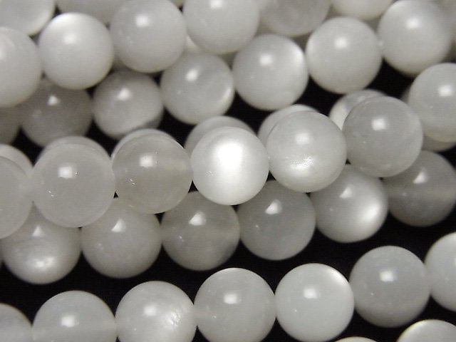 [Video] White-Light Gray Moonstone AA++ Round 8mm half or 1strand beads (aprx.15inch/36cm)