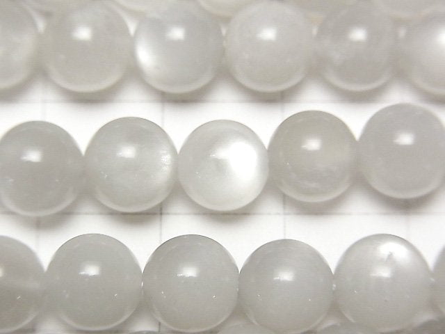 [Video] White-Light Gray Moonstone AA++ Round 8mm half or 1strand beads (aprx.15inch/36cm)