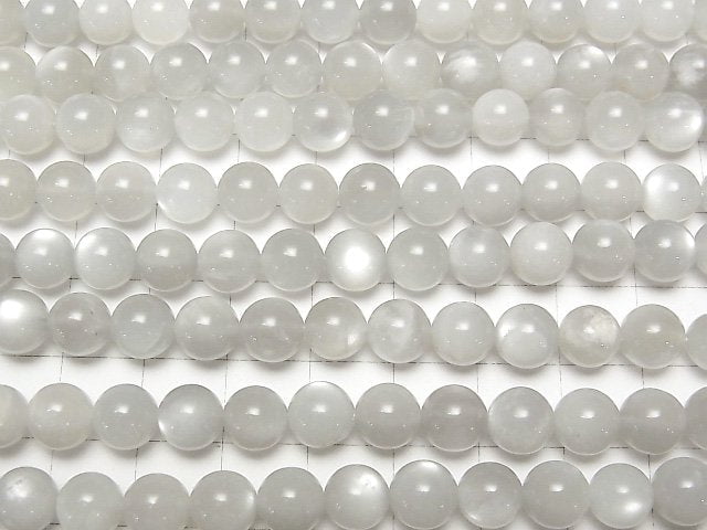 [Video] White-Light Gray Moonstone AA++ Round 8mm half or 1strand beads (aprx.15inch/36cm)