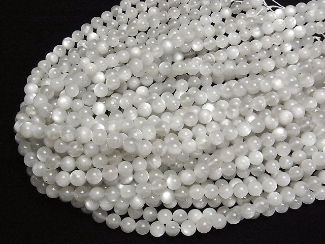 [Video] White-Light Gray Moonstone AA++ Round 8mm half or 1strand beads (aprx.15inch/36cm)