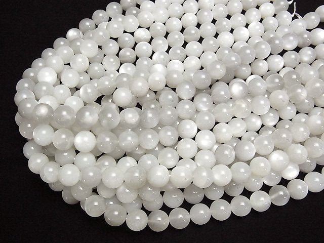 [Video] White-Light Gray Moonstone AA++ Round 10mm half or 1strand beads (aprx.15inch/36cm)