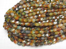 [Video] Green x Red color Chalcedony 4Faceted Twist Faceted Rice 12x8x8mm 1strand beads (aprx.15inch/38cm)