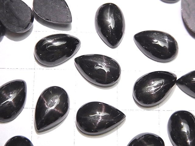 [Video]Black Star Diopside Pear shape Cabochon 12x8mm 3pcs