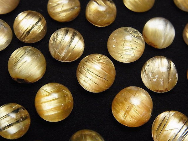 [Video] High Quality Rutilated Quartz AAA Round Cabochon 8mm 1pc