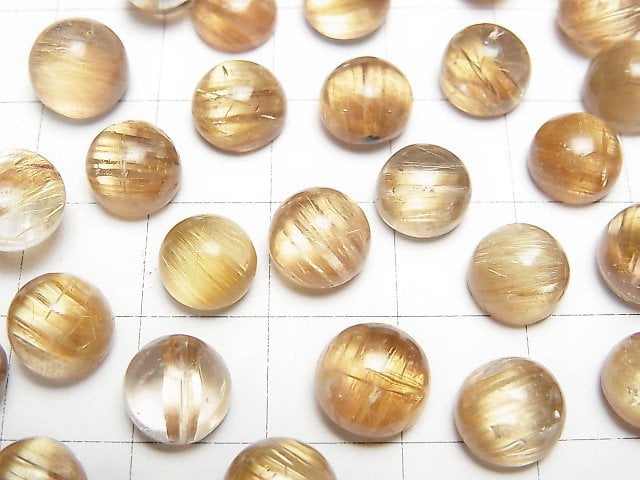 [Video] High Quality Rutilated Quartz AAA Round Cabochon 8mm 1pc