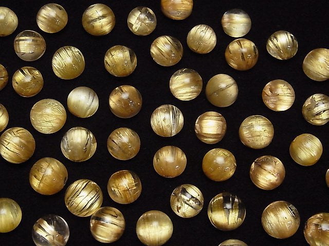 [Video] High Quality Rutilated Quartz AAA Round Cabochon 8mm 1pc