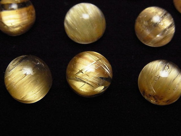 [Video] High Quality Rutilated Quartz AAA Round Cabochon 9mm 1pc