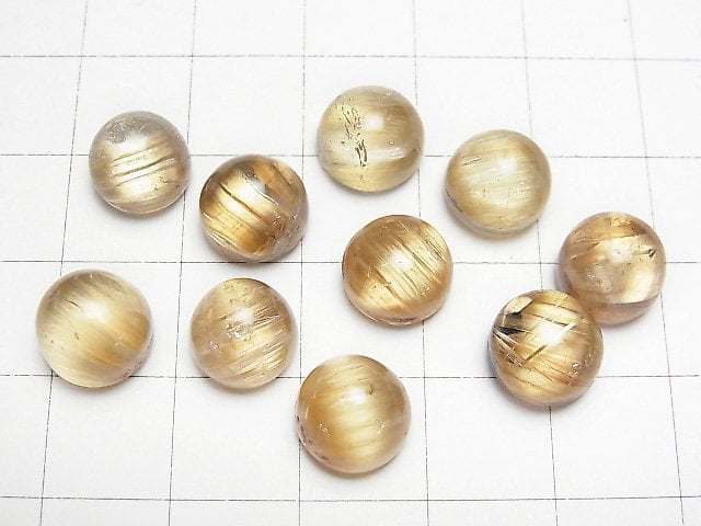 [Video] High Quality Rutilated Quartz AAA Round Cabochon 9mm 1pc