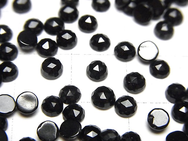 [Video]High Quality Black Spinel AAA Round Rose Cut 4x4mm 10pcs