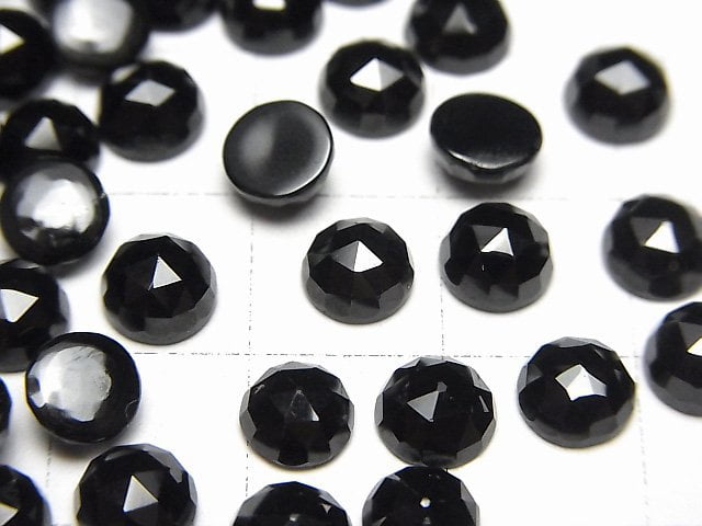 [Video]High Quality Black Spinel AAA Round Rose Cut 6x6mm 5pcs