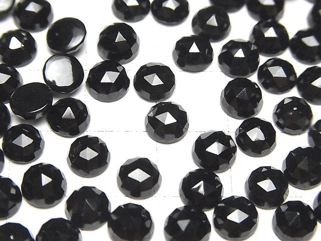 [Video]High Quality Black Spinel AAA Round Rose Cut 6x6mm 5pcs