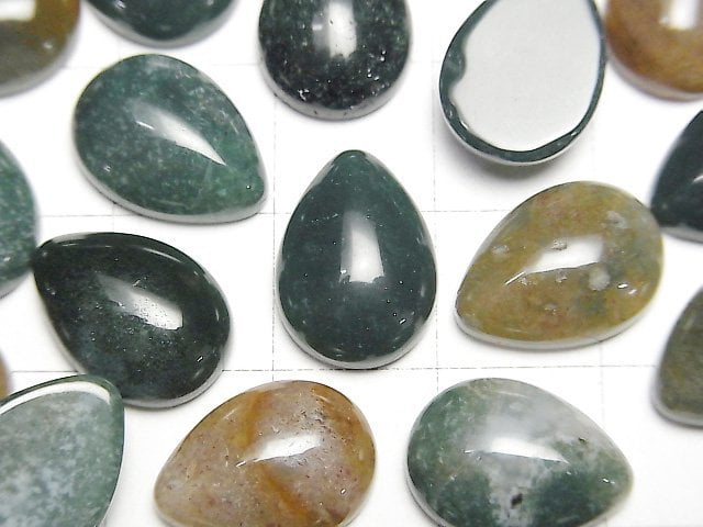 [Video] Indian Agate Pear shape Cabochon 14x10mm 3pcs