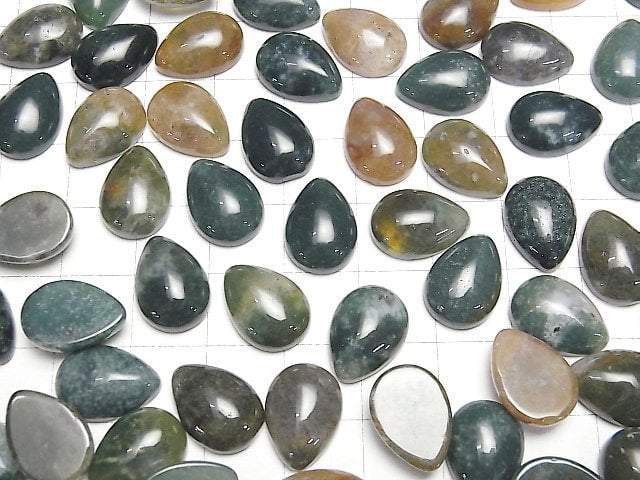 [Video] Indian Agate Pear shape Cabochon 14x10mm 3pcs