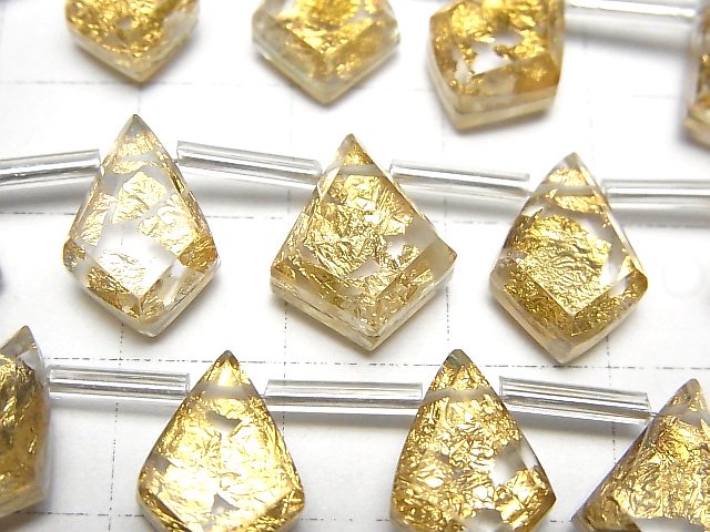 [Video] Doublet Crystal AAA Deformed Diamond Shape Gold 1strand (13pcs )