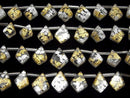 [Video] Doublet Crystal AAA Deformed Diamond Shape Gold & Silver 1strand (13pcs )