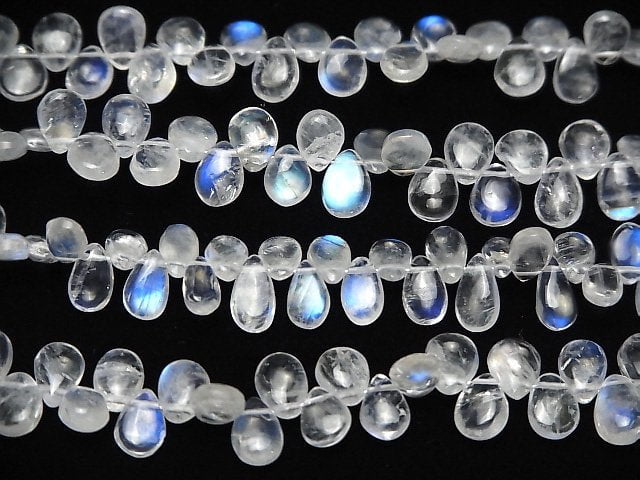 [Video]High Quality Rainbow Moonstone AA++ Pear shape (Smooth) half or 1strand beads (aprx.8inch/20cm)