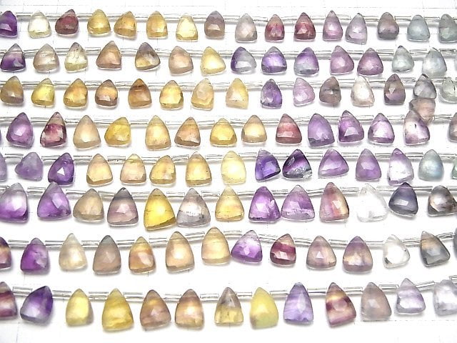 [Video] Multi-color Fluorite AA++ Triangle Cut 1strand beads (aprx.7inch/18cm)