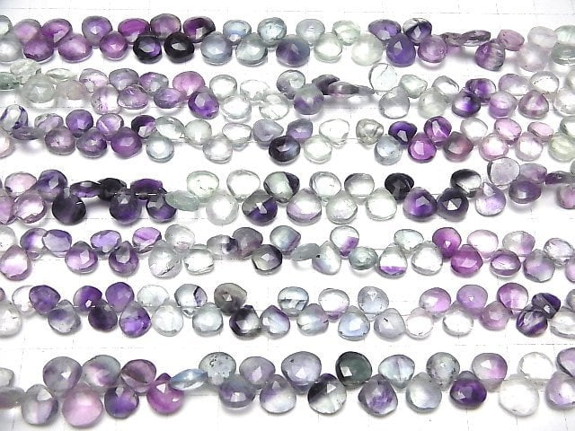 [Video] Multicolor Fluorite AA++ Chestnut Faceted Briolette 1strand beads (aprx.7inch/18cm)