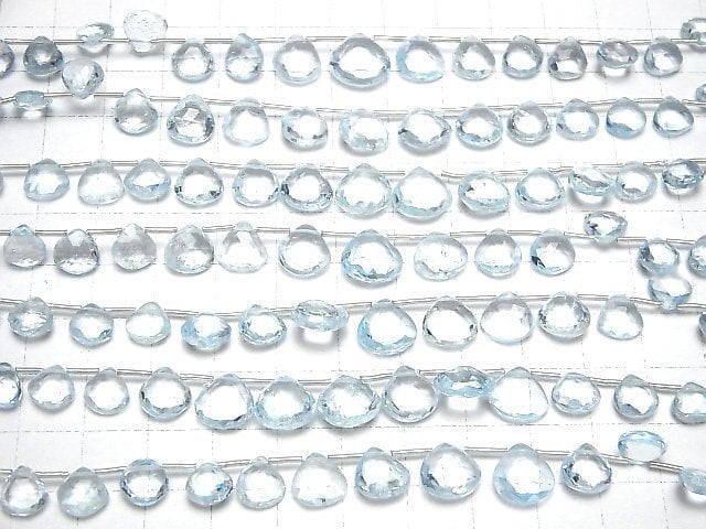 [Video]High Quality Sky Blue Topaz AA++ Chestnut Faceted Briolette half or 1strand beads (aprx.6inch/16cm)