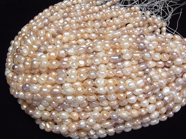 [Video]Fresh Water Pearl AA Baroque 8-10mm Natural color mix 1strand beads (aprx.14inch/35cm)