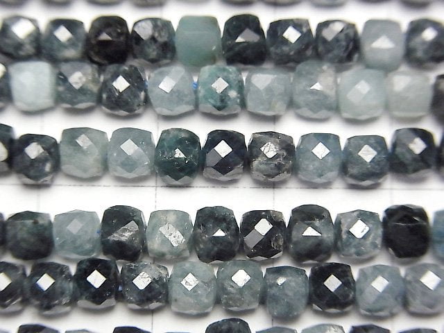 [Video]High Quality! Indigolite Tourmaline AA Cube Shape 4x4x4mm half or 1strand beads (aprx.15inch/37cm)