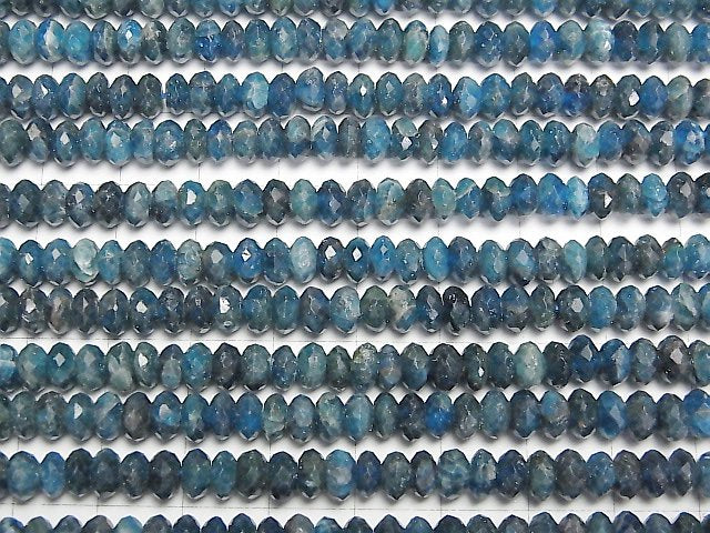 [Video]High Quality! Blue Apatite AA Faceted Button Roundel 6x6x3mm 1strand beads (aprx.15inch/38cm)