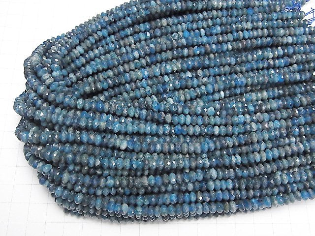 [Video]High Quality! Blue Apatite AA Faceted Button Roundel 6x6x3mm 1strand beads (aprx.15inch/38cm)