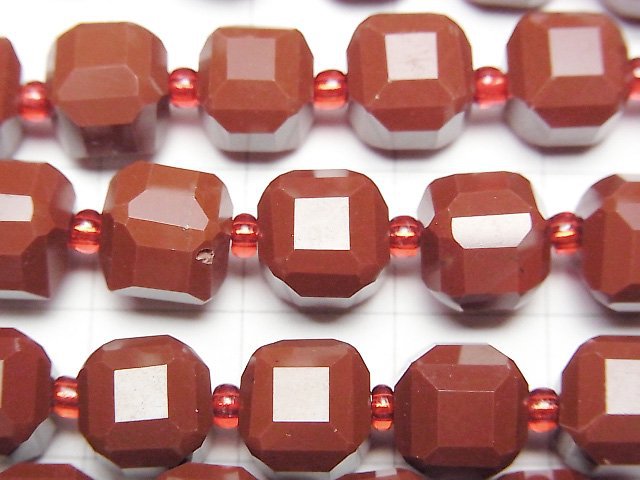 [Video] High Quality! Red Jasper Cube Shape 8.5x8.5x8.5mm half or 1strand beads (aprx.15inch/36cm)