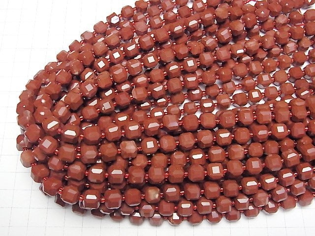 [Video] High Quality! Red Jasper Cube Shape 8.5x8.5x8.5mm half or 1strand beads (aprx.15inch/36cm)